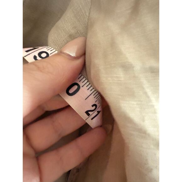 WINTERSILKS | Linen and Silk Tan and cream Drape Collar Overshirt Shacket Medium - Picture 8 of 9